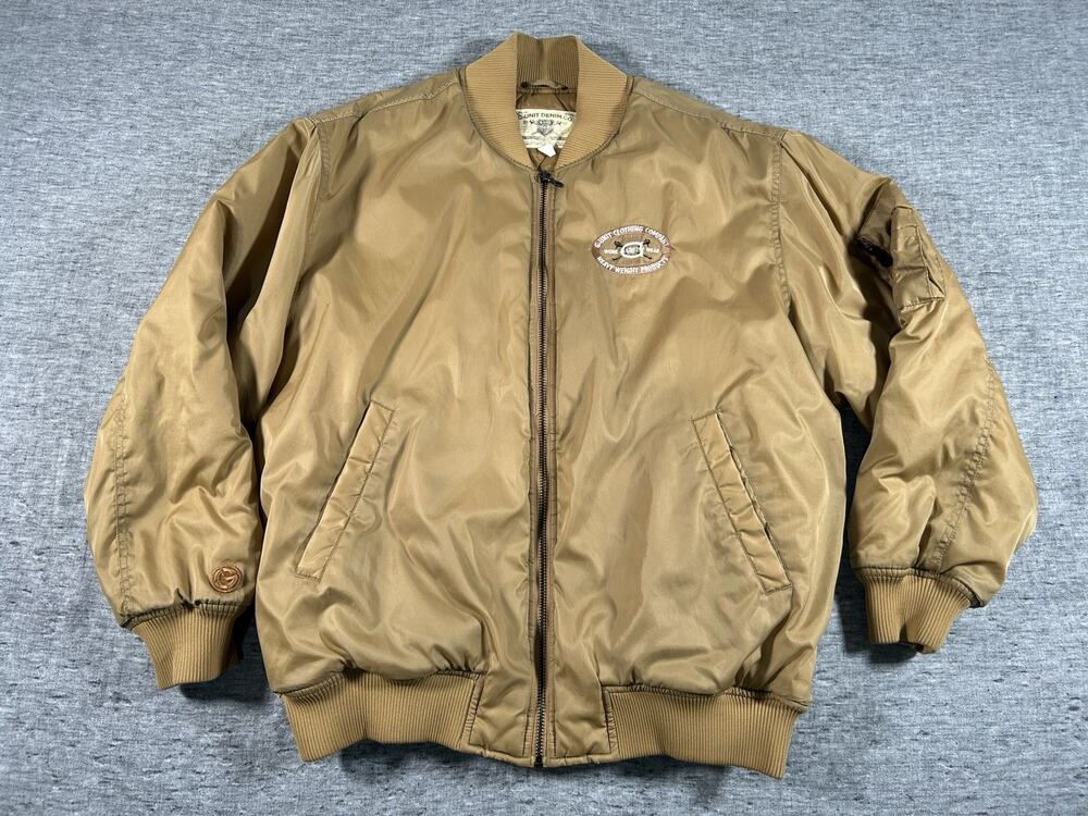 Vintage G-Unit Denim Bomber Jacket Mens Large Tan 50 Cent Y2K Hip Hop Outerwear
